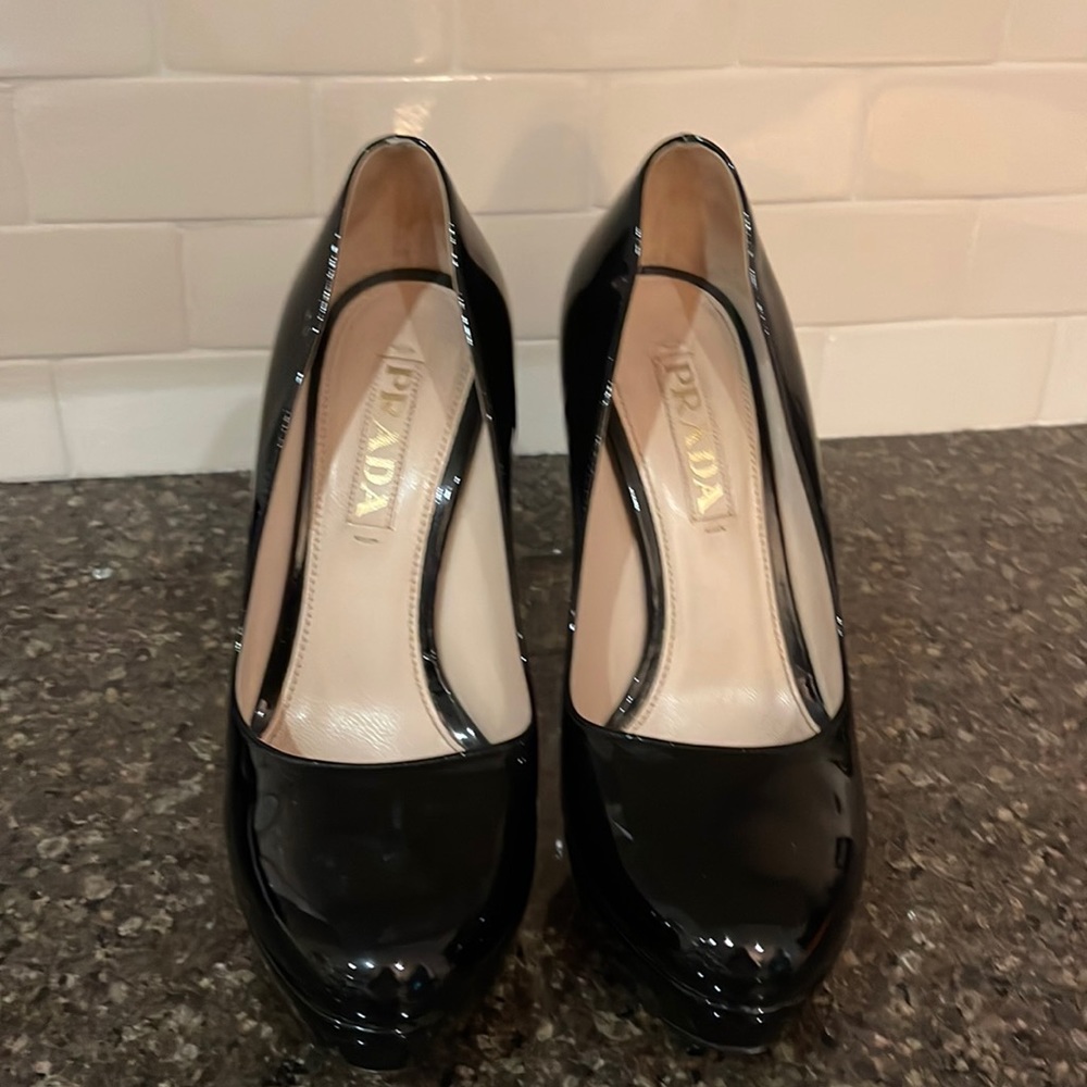 Prada black patent pumps size 36